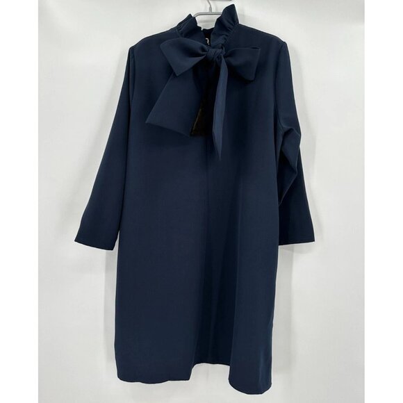 Tuckernuck Navy Blue Daphne Dress sz M Ruffle Collar Bow Swing Mini Party NWOT - Picture 3 of 7